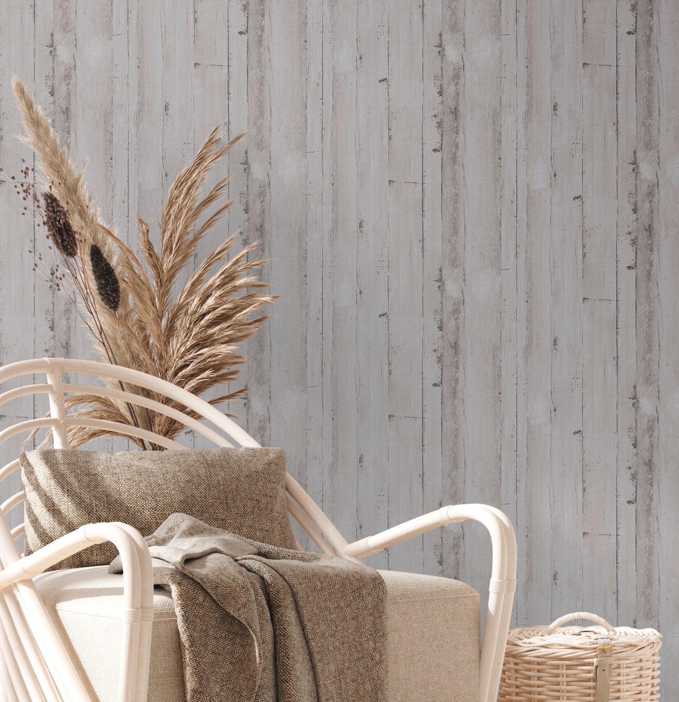 Natural Living Vliestapete in Holzoptik Grau 10,05 m x 0,53 m