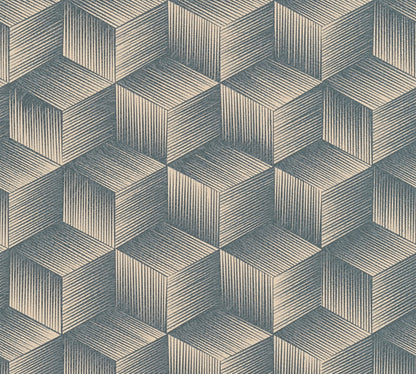 Natural Living Retro Vliestapete Blau Beige 10,05 m x 0,53 m