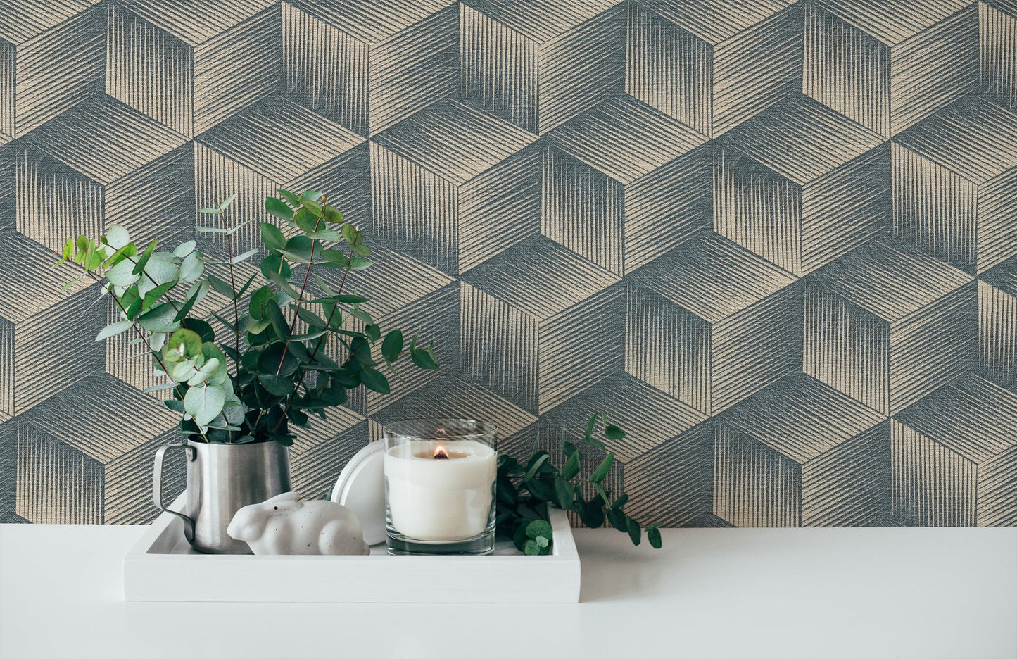 Natural Living Retro Vliestapete Blau Beige 10,05 m x 0,53 m