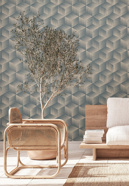 Natural Living Retro Vliestapete Blau Beige 10,05 m x 0,53 m
