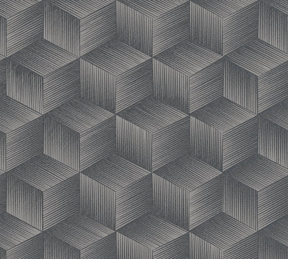 Natural Living Retro Vliestapete Schwarz Grau 10,05 m x 0,53 m