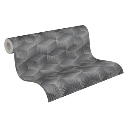 Natural Living Retro Vliestapete Schwarz Grau 10,05 m x 0,53 m