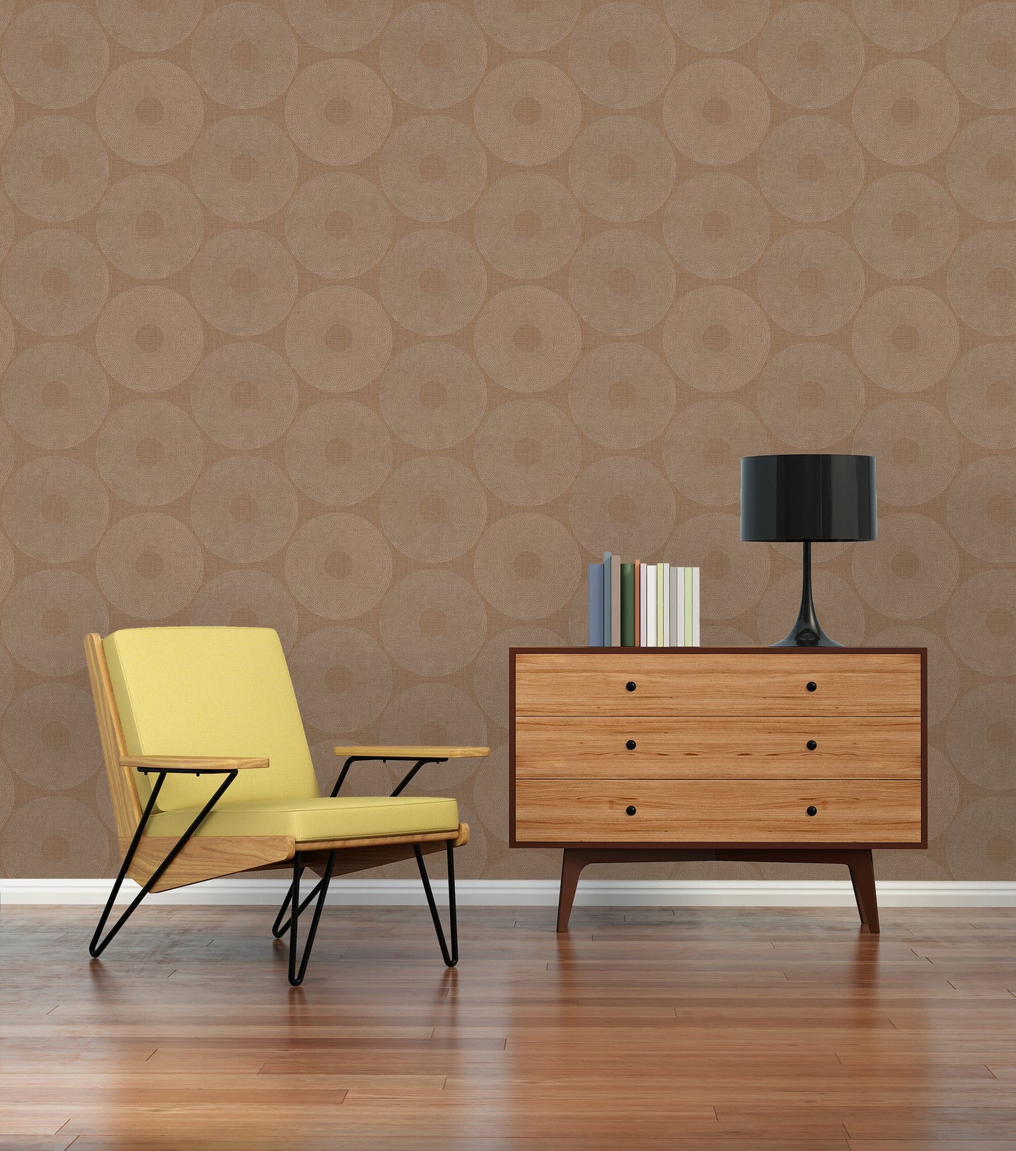 Livingwalls Desert Lodge Kreisdesign Vliestapete Braun 10,05 m x 0,53 m
