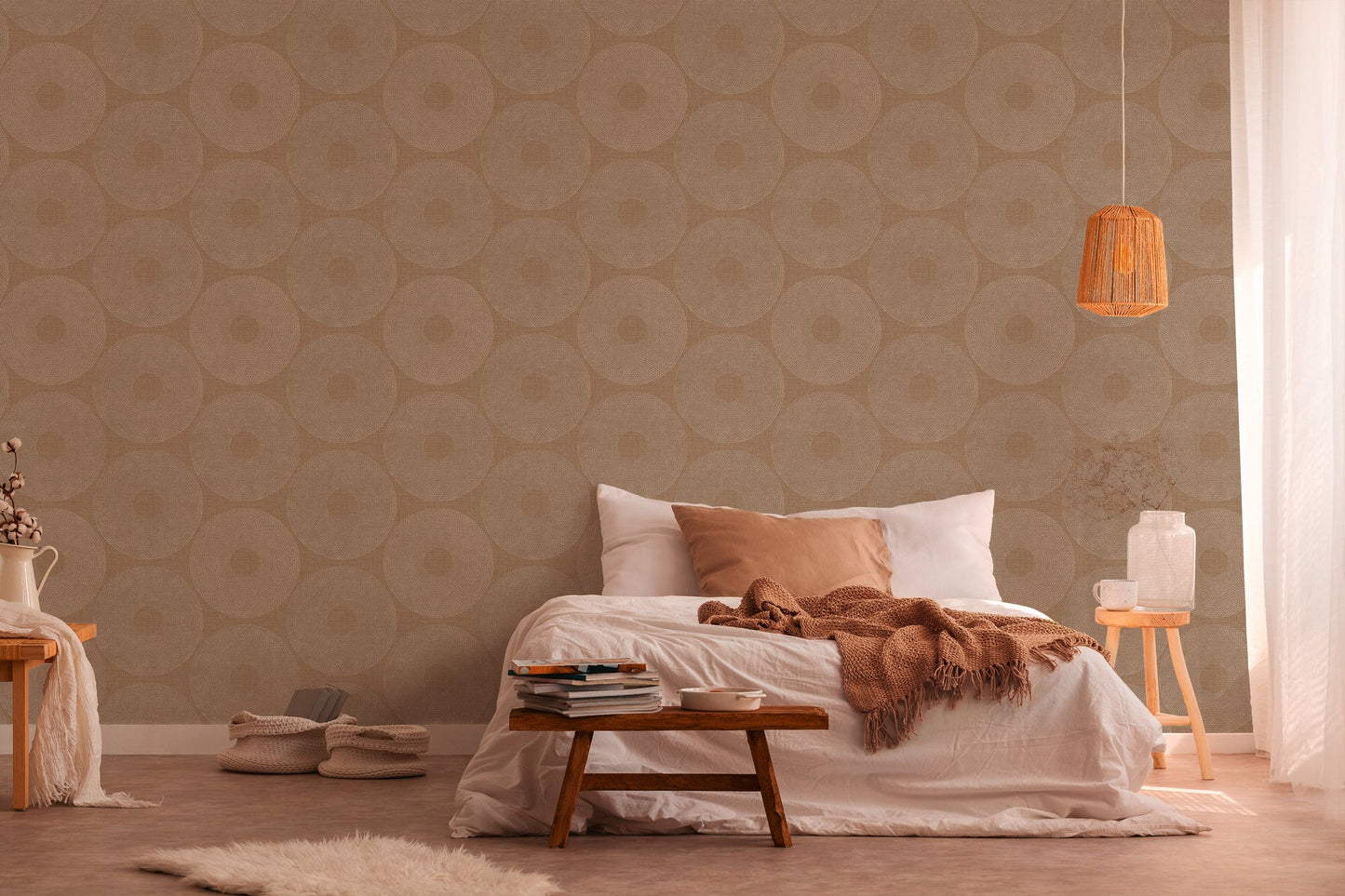 Livingwalls Desert Lodge Kreisdesign Vliestapete Braun 10,05 m x 0,53 m