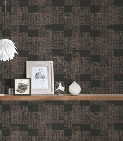 Livingwalls Desert Lodge Geometrische Vliestapete Bronze Schwarz 10,05 m x 0,53 m