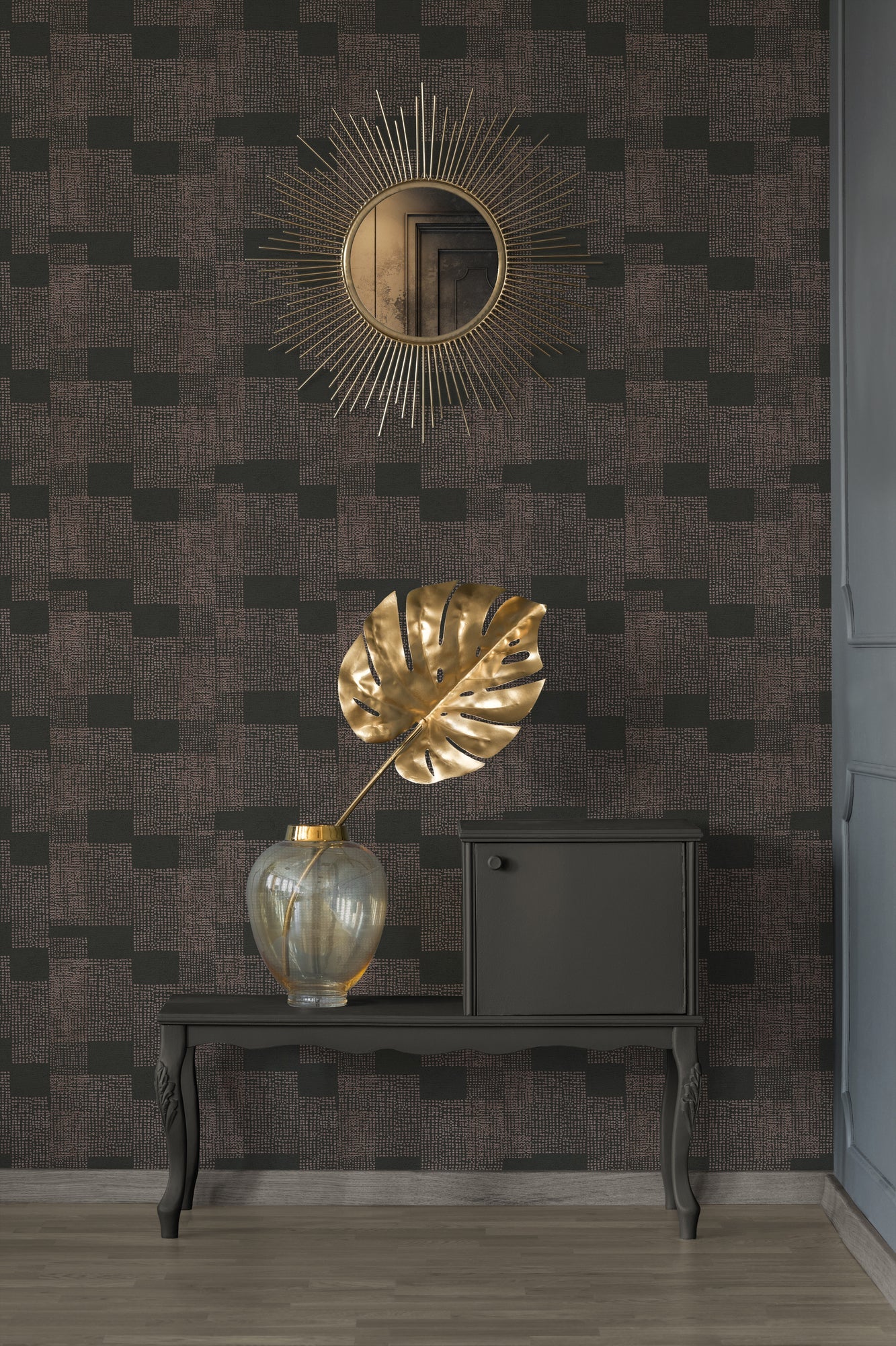 Livingwalls Desert Lodge Geometrische Vliestapete Bronze Schwarz 10,05 m x 0,53 m