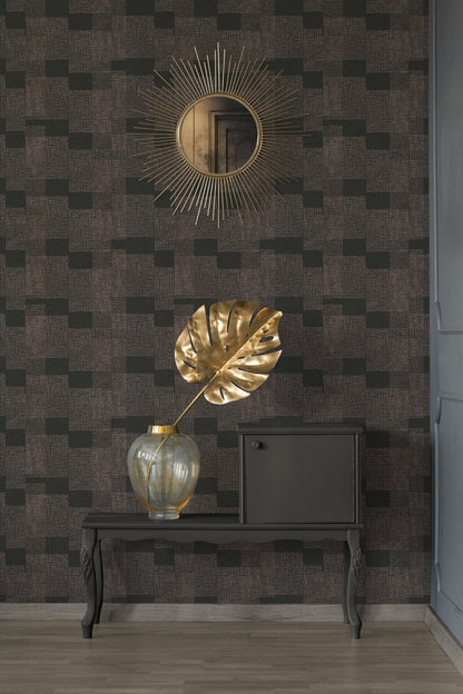 Livingwalls Desert Lodge Geometrische Vliestapete Bronze Schwarz 10,05 m x 0,53 m
