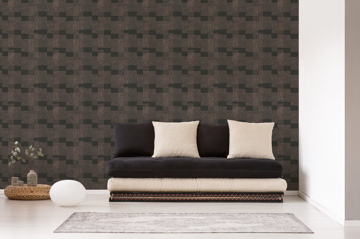 Livingwalls Desert Lodge Geometrische Vliestapete Bronze Schwarz 10,05 m x 0,53 m