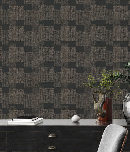 Livingwalls Desert Lodge Geometrische Vliestapete Gold Schwarz 10,05 m x 0,53 m