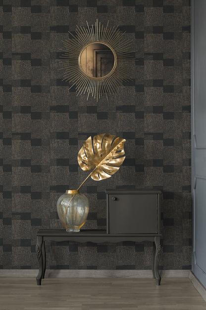 Livingwalls Desert Lodge Geometrische Vliestapete Gold Schwarz 10,05 m x 0,53 m