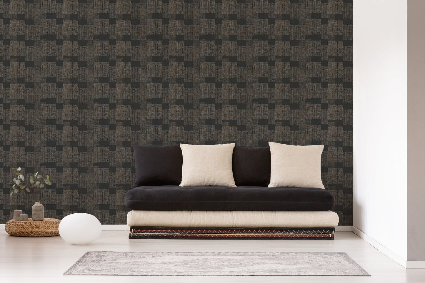Livingwalls Desert Lodge Geometrische Vliestapete Gold Schwarz 10,05 m x 0,53 m