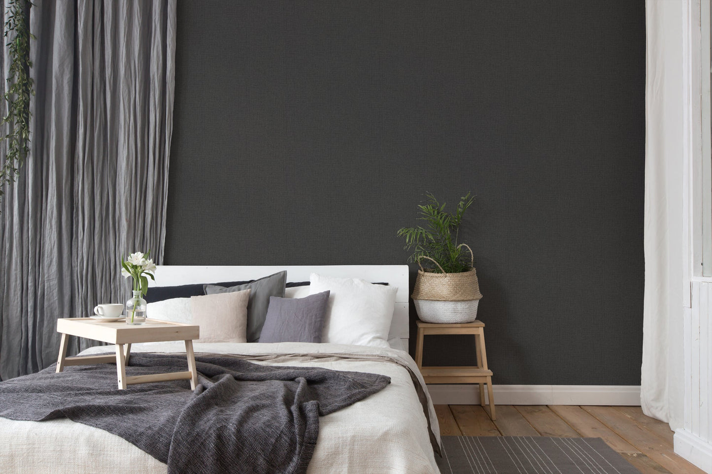 Livingwalls Desert Lodge Uni Vliestapete Schwarz 10,05 m x 0,53 m