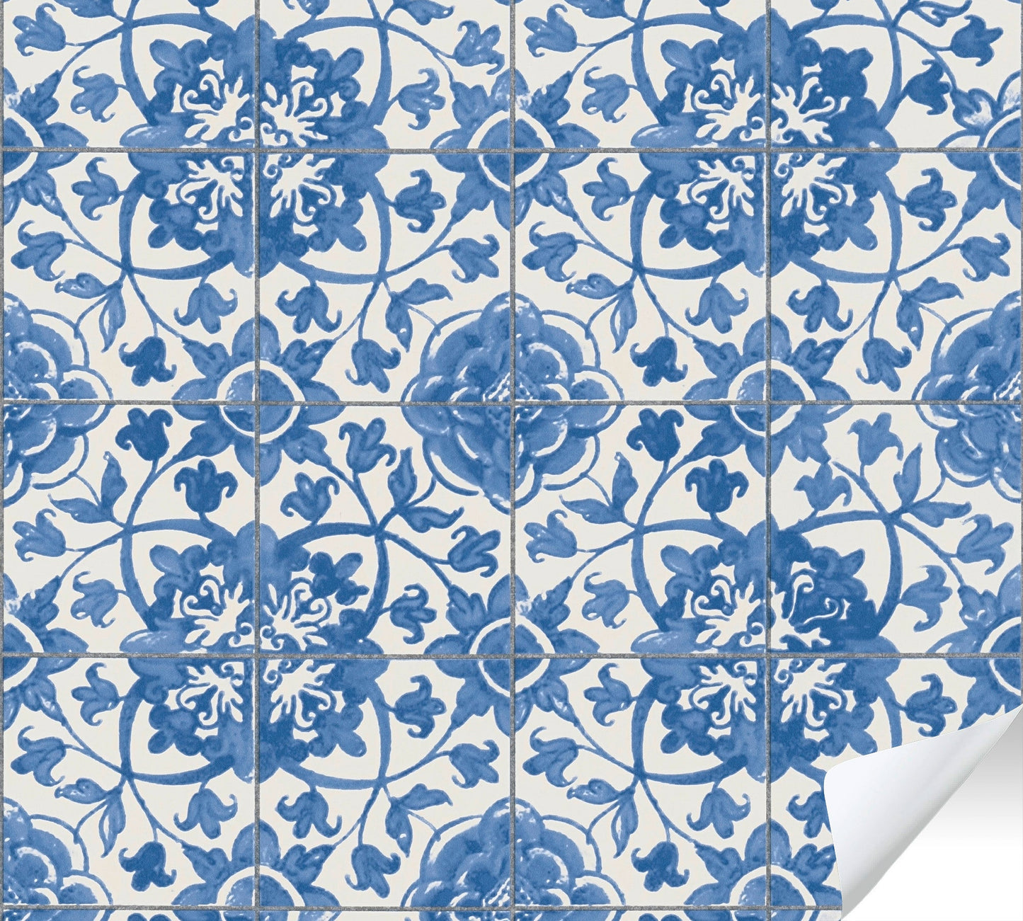 The Wallcover Vintagetapete selbstklebend Blau Weiß 8,40 m x 0,53 m