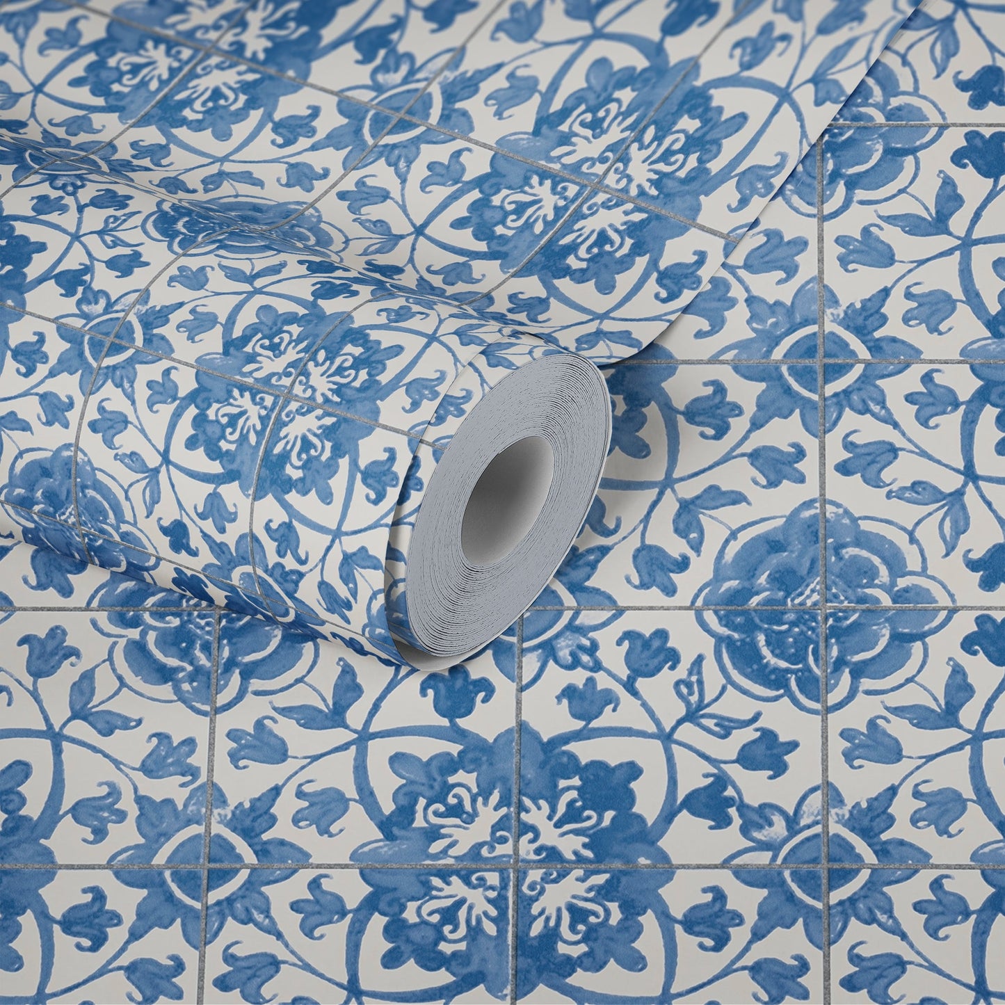 The Wallcover Vintagetapete selbstklebend Blau Weiß 8,40 m x 0,53 m