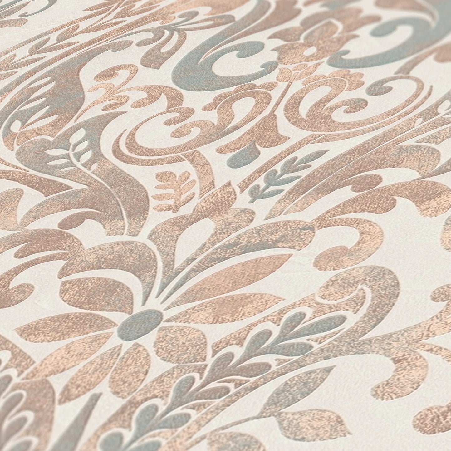 The Wallcover Ornamenttapete selbstklebend Beige Creme Weiß 8,40 m x 0,53 m