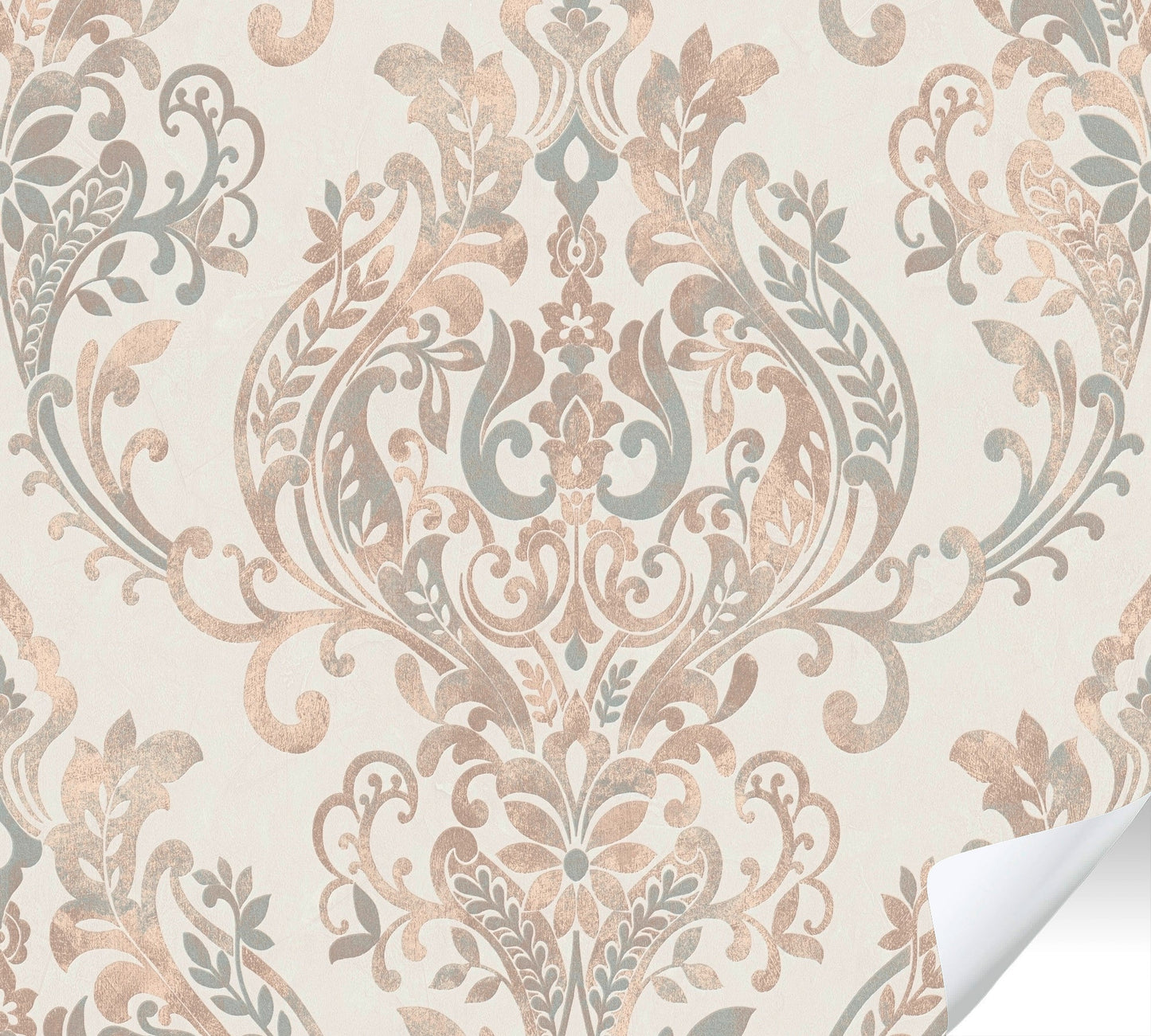 The Wallcover Ornamenttapete selbstklebend Beige Creme Weiß 8,40 m x 0,53 m