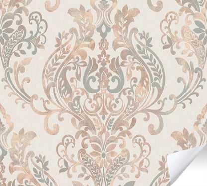 The Wallcover Ornamenttapete selbstklebend Beige Creme Weiß 8,40 m x 0,53 m