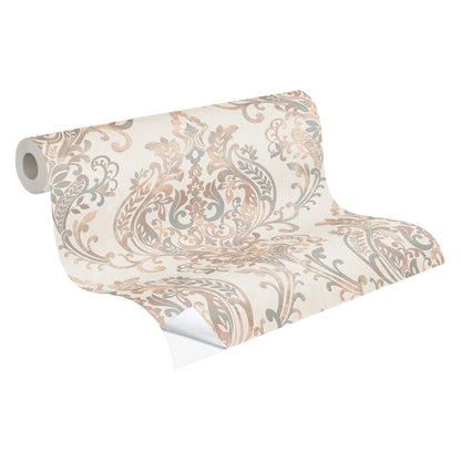 The Wallcover Ornamenttapete selbstklebend Beige Creme Weiß 8,40 m x 0,53 m