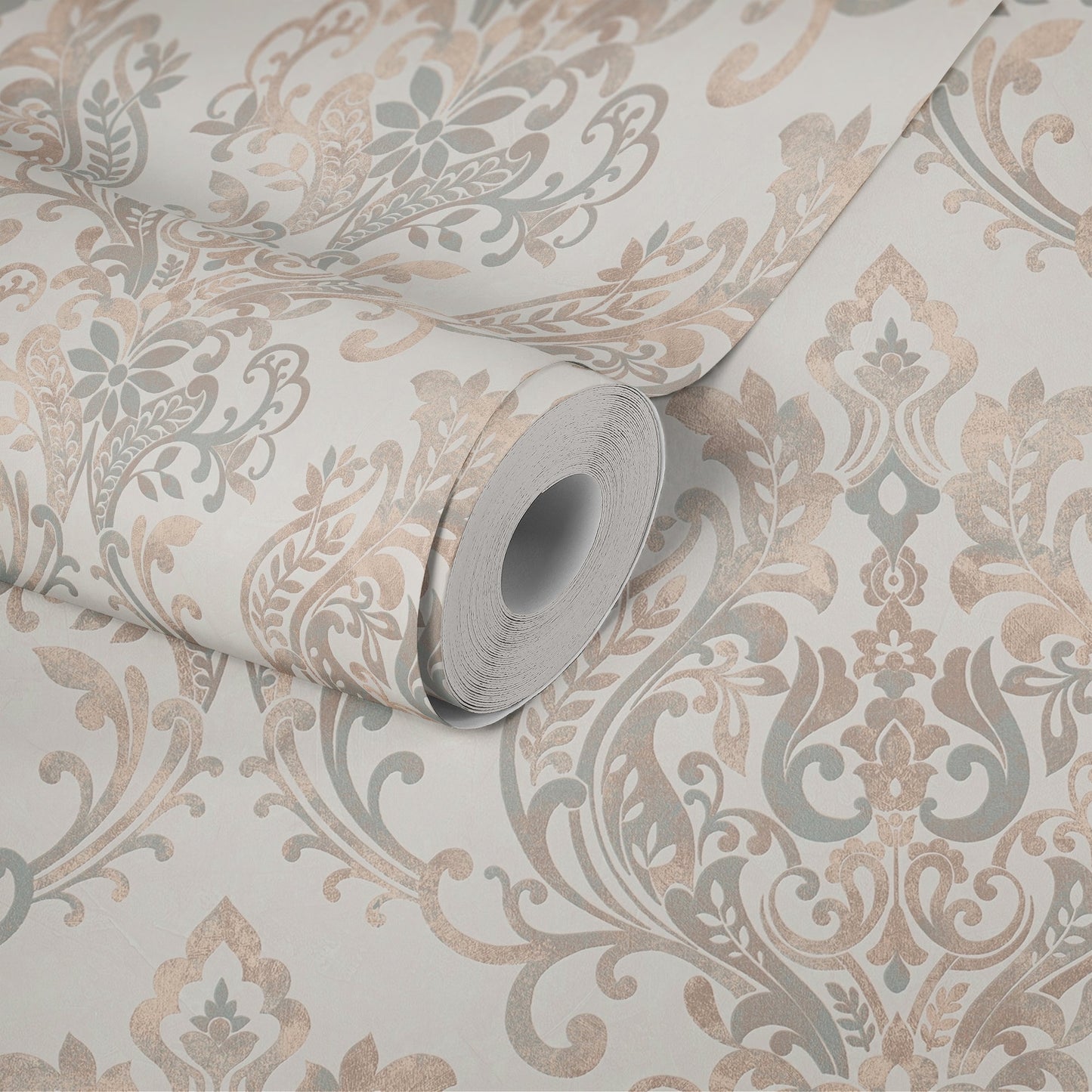 The Wallcover Ornamenttapete selbstklebend Beige Creme Weiß 8,40 m x 0,53 m