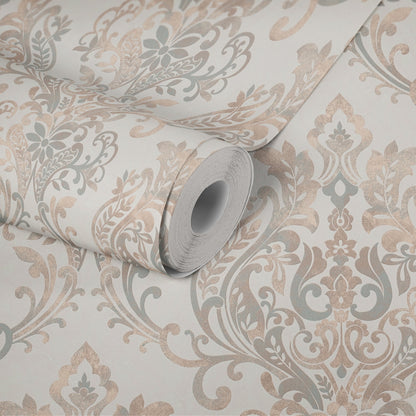 The Wallcover Ornamenttapete selbstklebend Beige Creme Weiß 8,40 m x 0,53 m