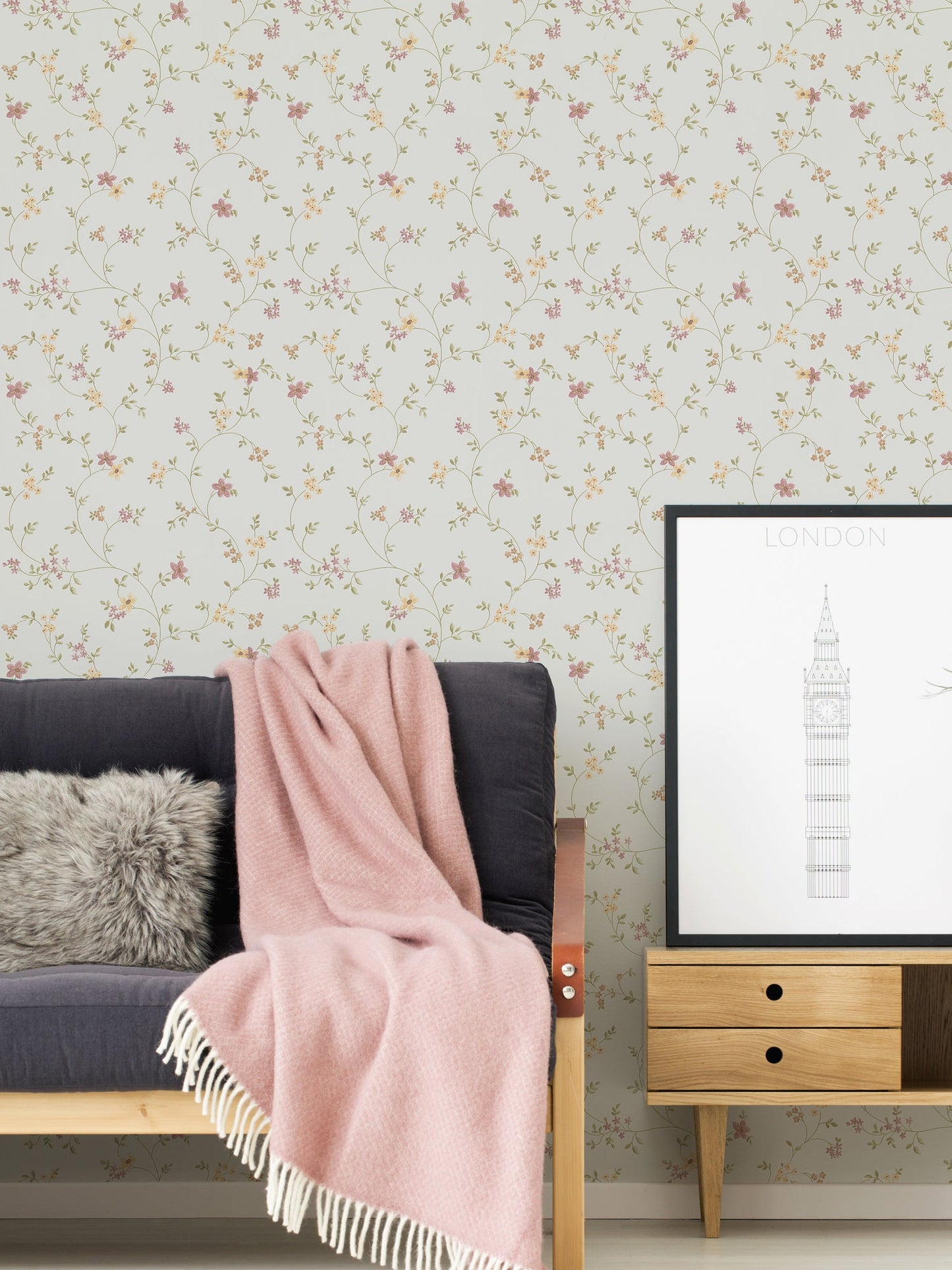 The Wallcover Tapete selbstklebend Weiß Rosa Gelb 8,40 m x 0,53 m