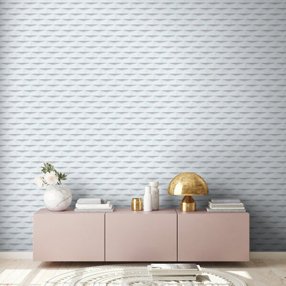 The Wallcover Tapete selbstklebend mit geometrischem Design Weiß 8,40 m x 0,53 m