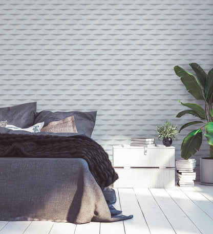 The Wallcover Tapete selbstklebend mit geometrischem Design Weiß 8,40 m x 0,53 m