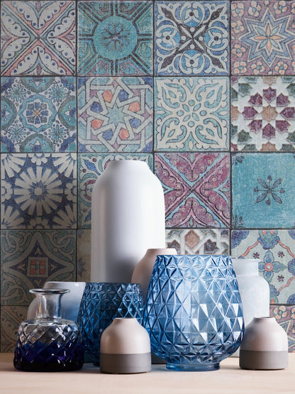 The Wallcover Vintagetapete selbstklebend Türkis Lila Blau 8,40 m x 0,53 m