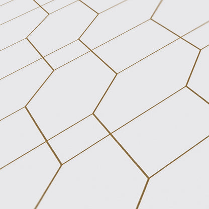 The Wallcover Tapete selbstklebend mit geometrischem Design Weiß Gold 8,40 m x 0,53 m