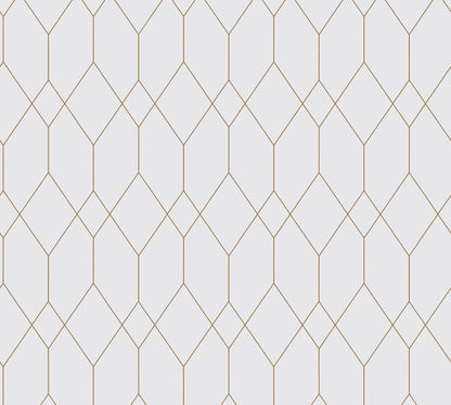 The Wallcover Tapete selbstklebend mit geometrischem Design Weiß Gold 8,40 m x 0,53 m