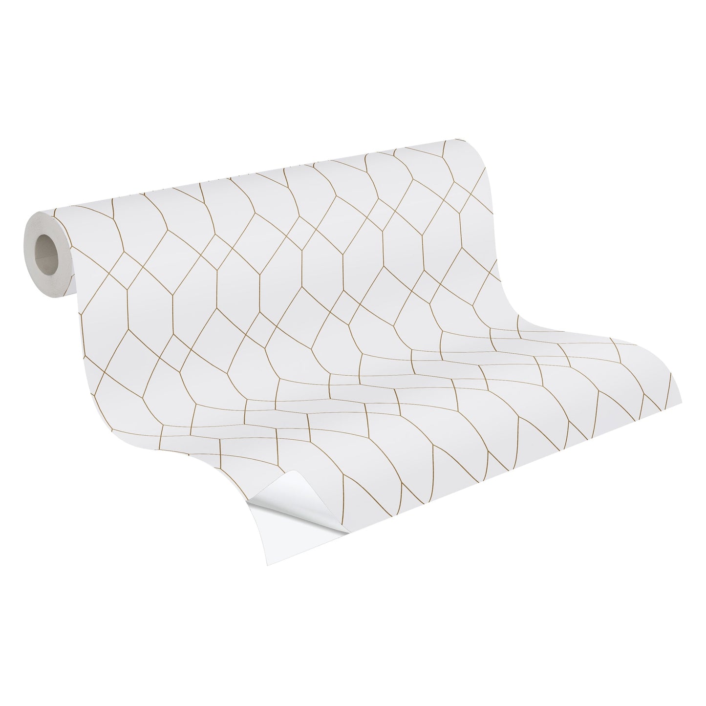 The Wallcover Tapete selbstklebend mit geometrischem Design Weiß Gold 8,40 m x 0,53 m