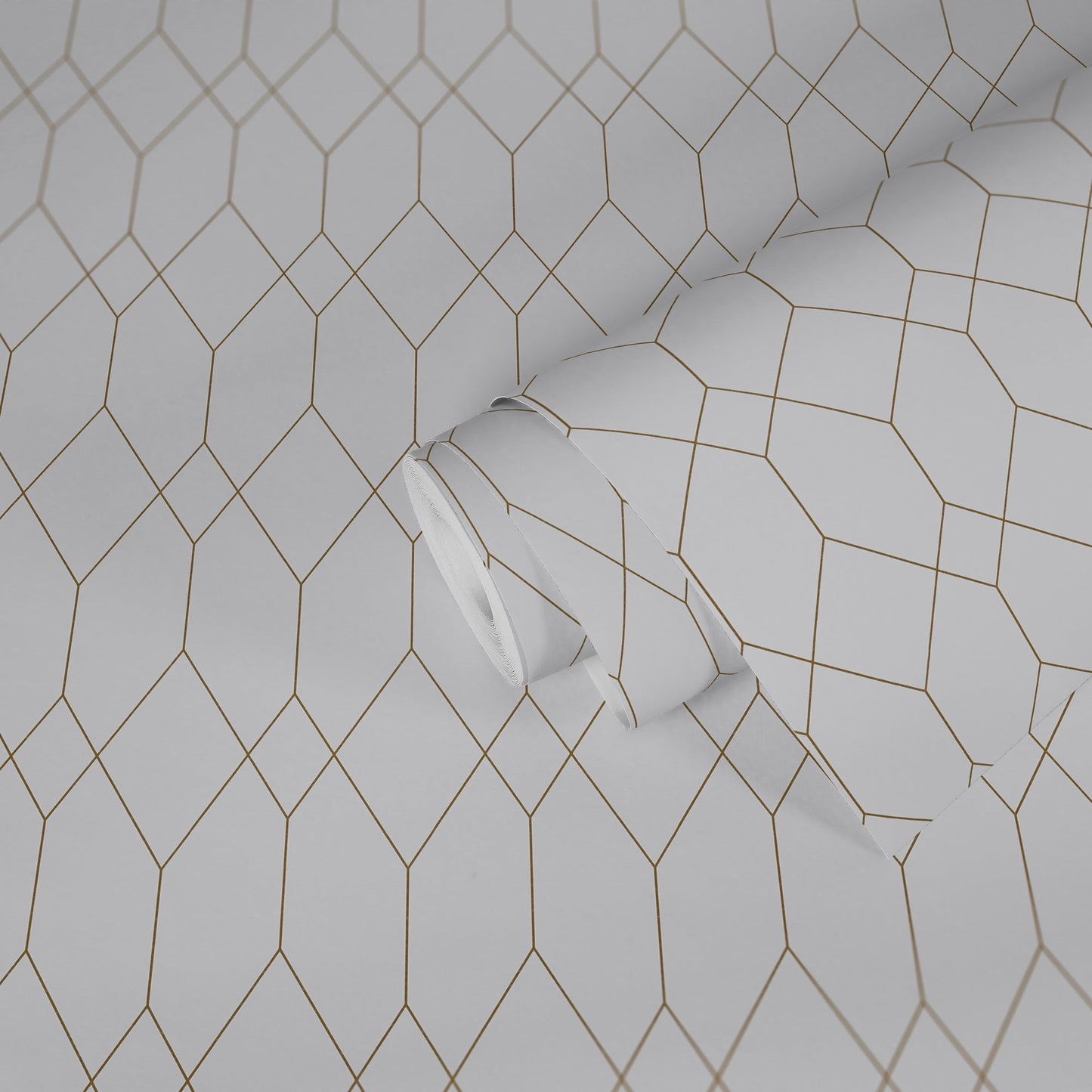 The Wallcover Tapete selbstklebend mit geometrischem Design Weiß Gold 8,40 m x 0,53 m
