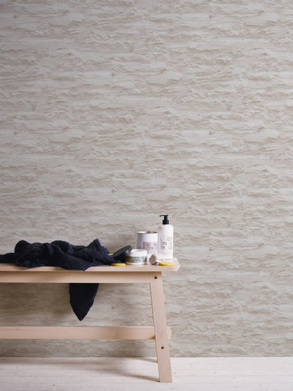 The Wallcover Tapete selbstklebend in Natursteinoptik Beige Creme 8,40 m x 0,53 m