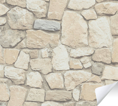 The Wallcover Tapete selbstklebend in Natursteinoptik Beige Creme 8,40 m x 0,53 m