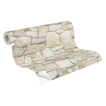 The Wallcover Tapete selbstklebend in Natursteinoptik Beige Creme 8,40 m x 0,53 m