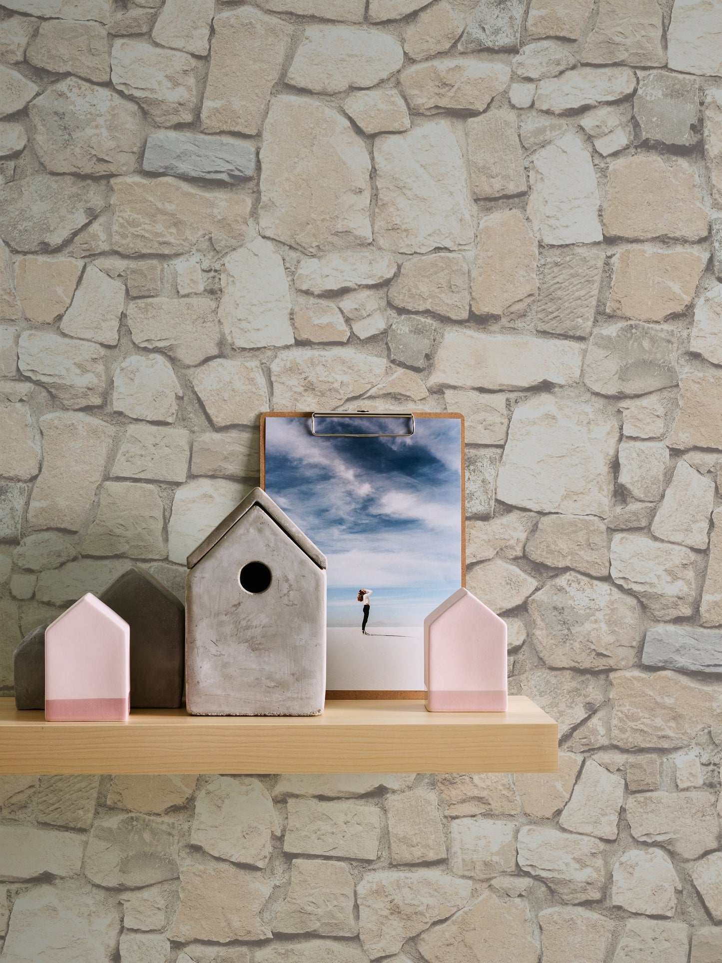 The Wallcover Tapete selbstklebend in Natursteinoptik Beige Creme 8,40 m x 0,53 m