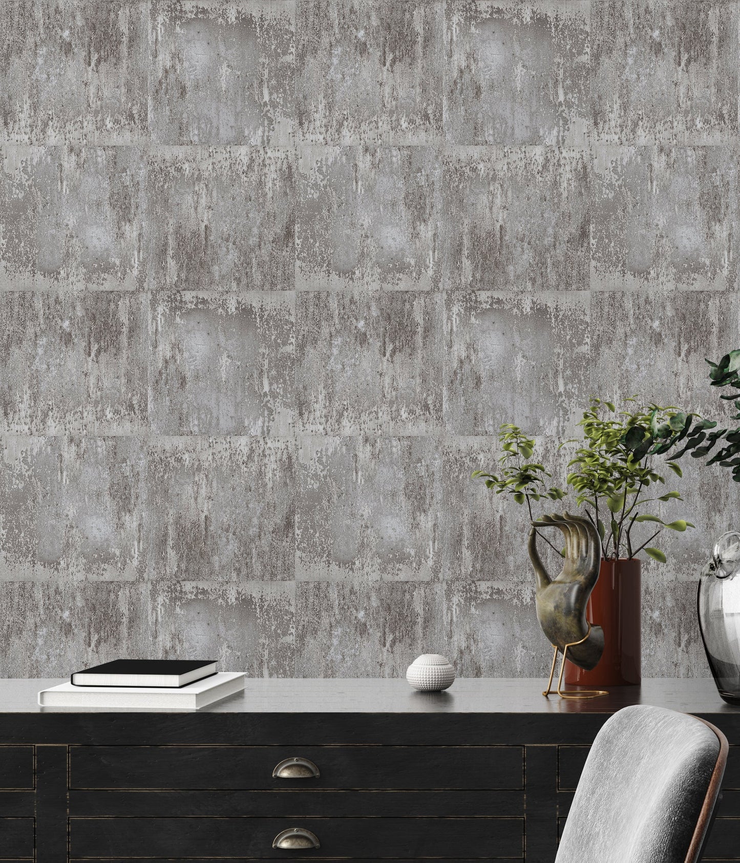The Wallcover Vintagetapete selbstklebend Grau Silber 8,40 m x 0,53 m
