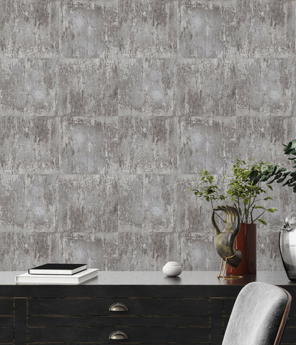 The Wallcover Vintagetapete selbstklebend Grau Silber 8,40 m x 0,53 m