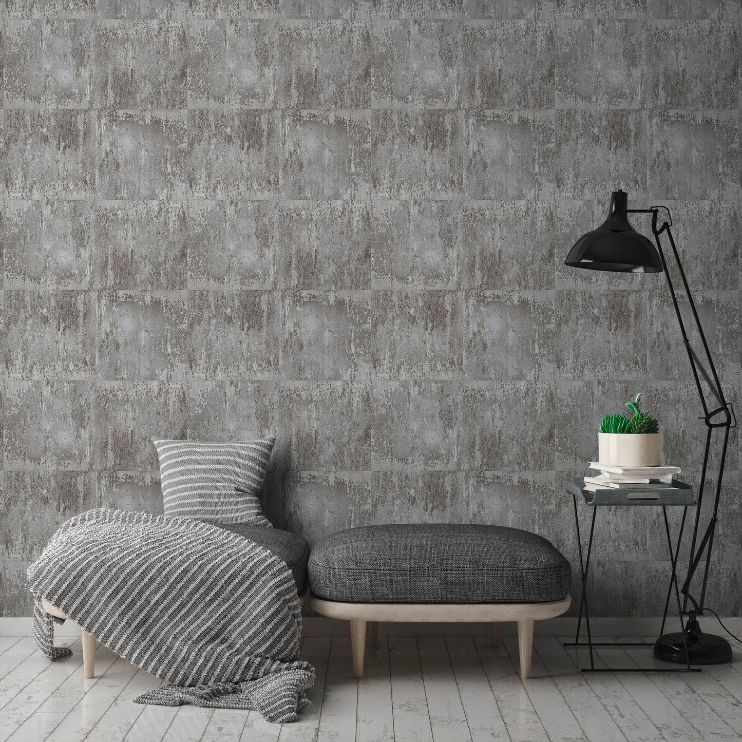 The Wallcover Vintagetapete selbstklebend Grau Silber 8,40 m x 0,53 m