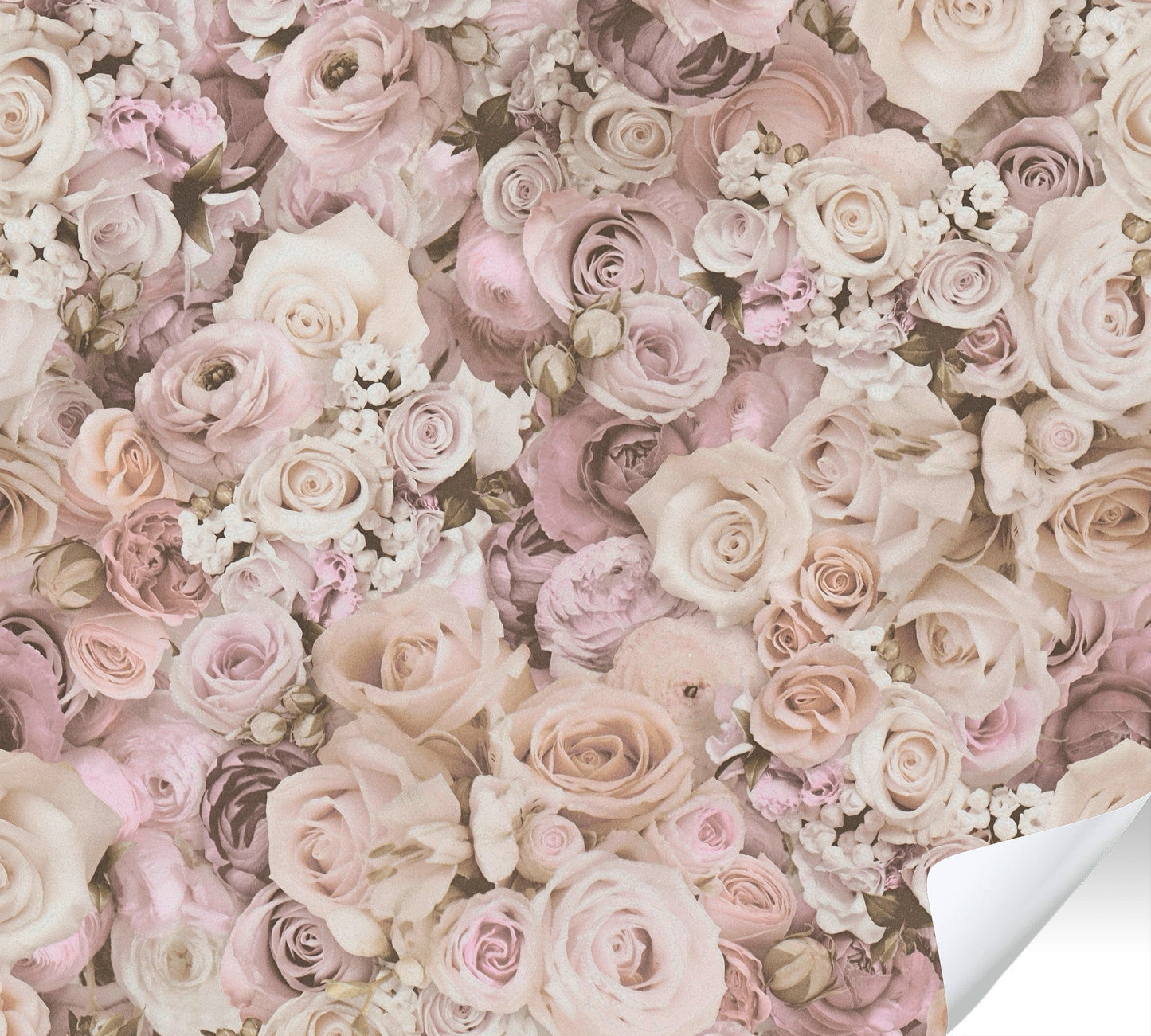 The Wallcover Rosentapete selbstklebend Rosa Beige Creme 8,40 m x 0,53 m