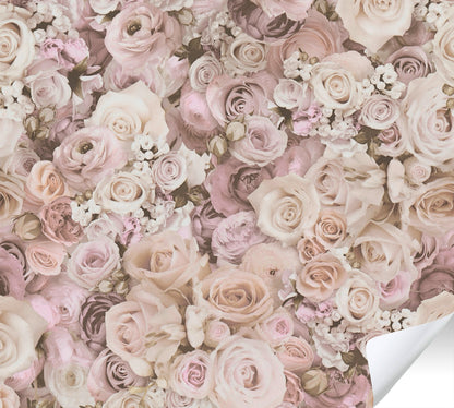 The Wallcover Rosentapete selbstklebend Rosa Beige Creme 8,40 m x 0,53 m