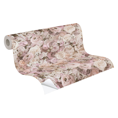 The Wallcover Rosentapete selbstklebend Rosa Beige Creme 8,40 m x 0,53 m