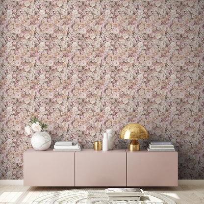The Wallcover Rosentapete selbstklebend Rosa Beige Creme 8,40 m x 0,53 m