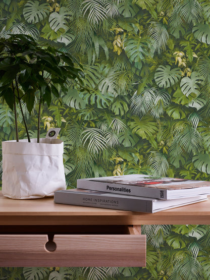The Wallcover Blättertapete selbstklebend Grün 8,40 m x 0,53 m