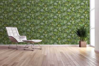 The Wallcover Blättertapete selbstklebend Grün 8,40 m x 0,53 m