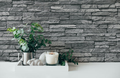 The Wallcover Tapete selbstklebend Grau Anthrazit 8,40 m x 0,53 m