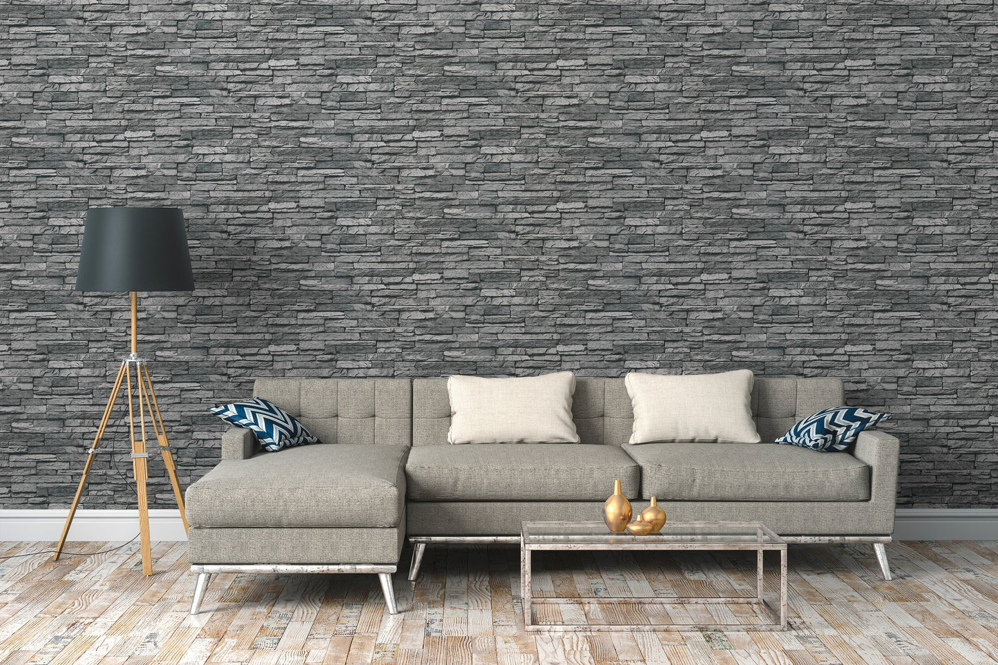The Wallcover Tapete selbstklebend Grau Anthrazit 8,40 m x 0,53 m