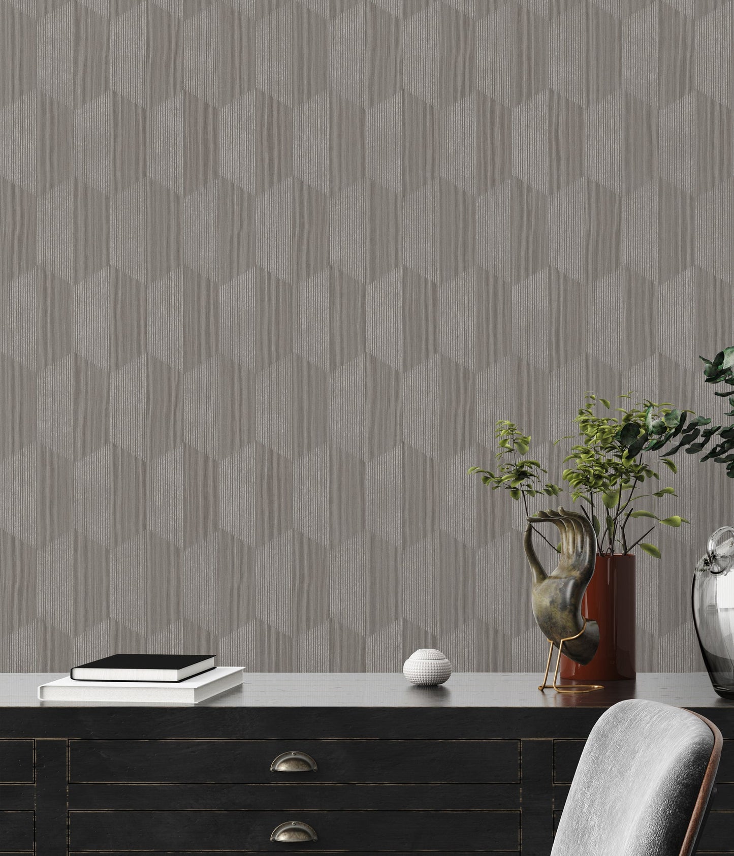 Geo Effect Geometrische Vliestapete Grau Silber 10,05 m x 0,53 m