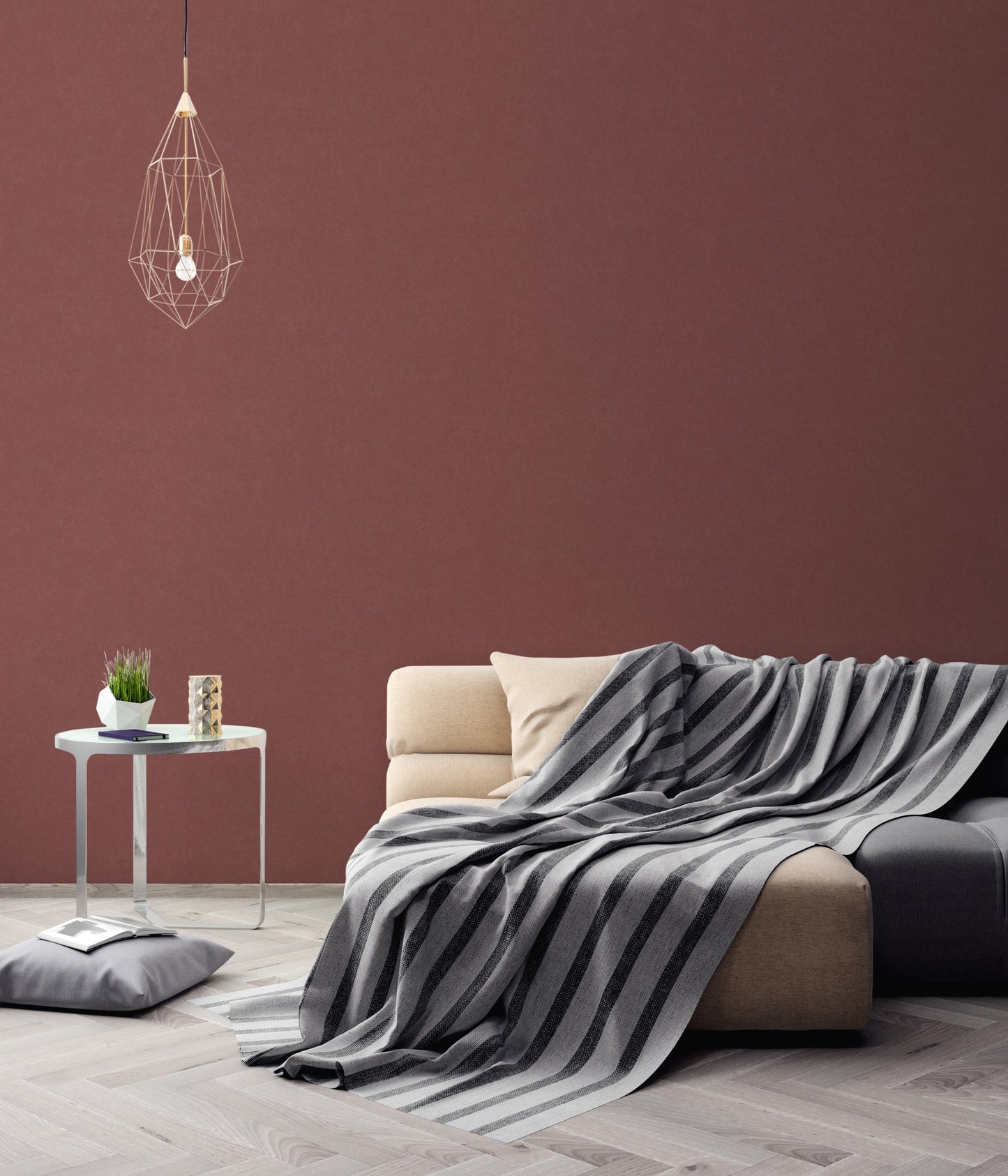 Geo Effect Uni Vliestapete Rot 10,05 m x 0,53 m