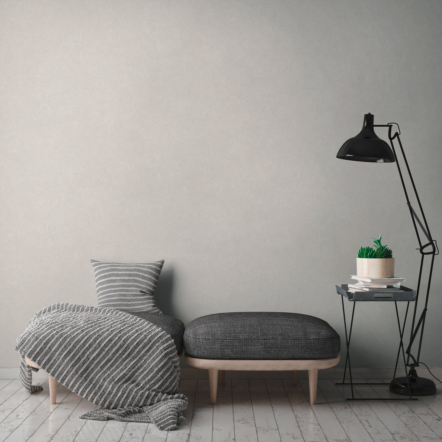 Geo Effect Uni Vliestapete Grau 10,05 m x 0,53 m